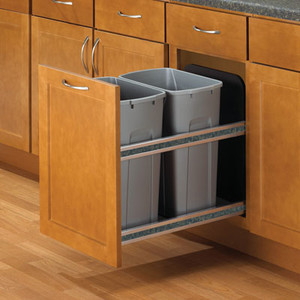 Soft Close, Door Mount Waste Bins, 27 Qt (2) White 11-13/16" W X 19-1/2" H X 22-7/16" D Ch Soft Close, Door Mount Waste Bins, 27 Qt (2) White 11-13/16" W X 19-1/2" H X 22-7/16" D Ch