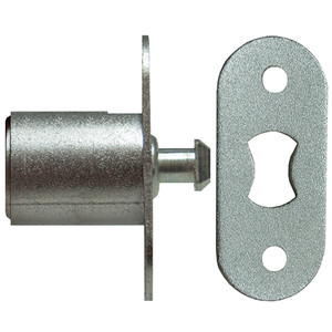 Disc Tumbler Sliding Door Plunger Lock, Dull Chrome Key 415