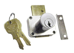 Pin Tumbler Locks, Key 107 Dull Chrome Cylinder Length 1-3/8" Pin Tumbler Locks, Key 107 Dull Chrome Cylinder Length 1-3/8"