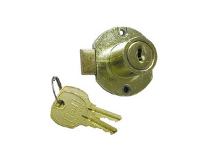 Door lock for up to 7/8" material, Antique Brass Key 642