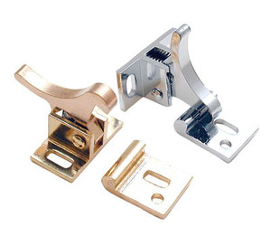 Elbow Catch, With Oblong Holes, Solid Brass, Deluxe Model, Brass