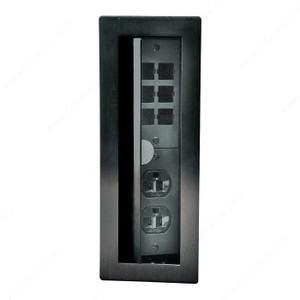 Metal Power and Data Boxes, Finish Black, Features Rectangular, Power Receptacle 2