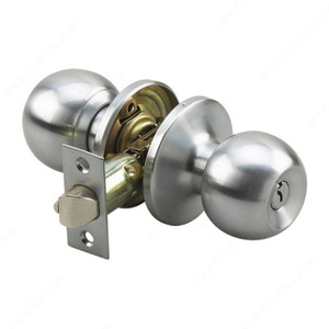 Ball Knobs - 1040 Series, Keyed Alike Compatible, Finish Satin Chrome, Function Entrance Ball Knobs - 1040 Series, Keyed Alike Compatible, Finish Satin Chrome, Function Entrance