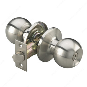 Ball Knobs - 1040 Series, Keyed Alike Compatible, Finish Satin Nickel, Function Entrance