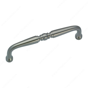 Traditional Metal Pull - 1452, Center to Center 96 mm, Finish Brushed Nickel, Projection - Overall Dimensions 30 mm