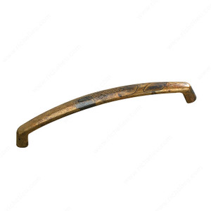 Transitional Brass Pull - 1513, Center to Center 128 mm, Finish Oxidized Brass, Length - Overall Dimensions 138 mm