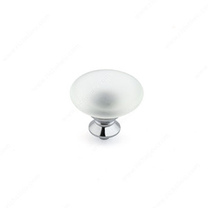 Contemporary Murano Glass Knob - 153, Finish Frosted Clear / Chrome Contemporary Murano Glass Knob - 153, Finish Frosted Clear / Chrome