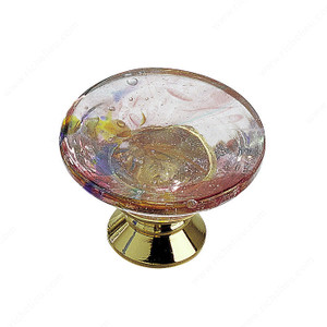 Eclectic Glass Knob - 183, Finish Brass / Harlequin Pink Eclectic Glass Knob - 183, Finish Brass / Harlequin Pink