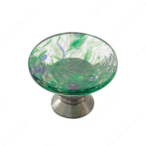 Eclectic Glass Knob - 183, Finish Harlequin Green / Chrome Eclectic Glass Knob - 183, Finish Harlequin Green / Chrome