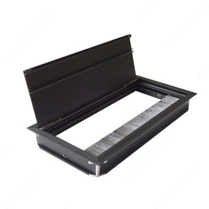 Rectangular Grommet with Brush, Drilling Dimensions - Width 113 mm, Drilling Dimensions - Length 233 mm, Finish Black