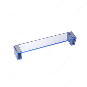 Contemporary Metal and Acrylic Pull - 2172, Finish Blue / Brushed Nickel Contemporary Metal and Acrylic Pull - 2172, Finish Blue / Brushed Nickel
