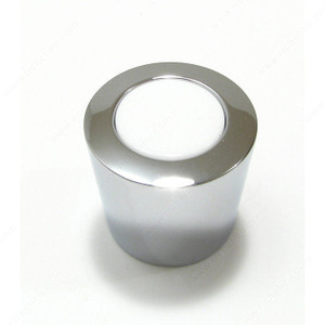 Contemporary Metal Knob - 217, Finish Chrome / White Contemporary Metal Knob - 217, Finish Chrome / White