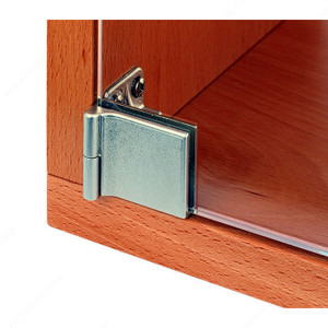Snap-In Hinge for Glass Door Recessed Within Furniture/Cabinet, No drilling, Finish Nickel