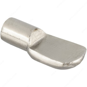 Standard Metal Shelf Pin, Drilling Diameter 1/4 in, Load Capacity per Shelf 80 kg, Finish Nickel Standard Metal Shelf Pin, Drilling Diameter 1/4 in, Load Capacity per Shelf 80 kg, Finish Nickel