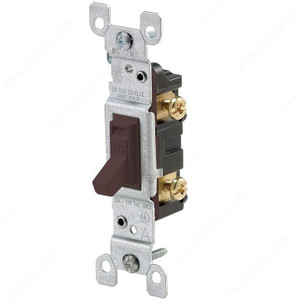 Single Pole On/Off Wall Toggle Switches, AC Switches, Finish Brown PRO-PACK 5