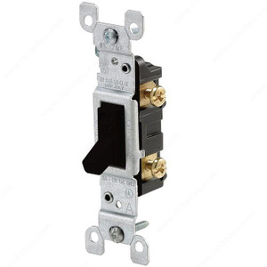 Single Pole On/Off Wall Toggle Switches, AC Switches, Finish Black PRO-PACK 5