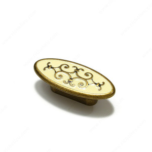 Traditional Brass and Enamel Knob - 2413,