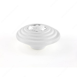 Contemporary Art Deco Knobs Embedded with Swarovski Crystal - 2427, Finish Crystal / White, Diameter - Overall Dimensions 72 mm, Projection - Overall Dimensions 32 mm Contemporary Art Deco Knobs Embedded with Swarovski Crystal - 2427, Finish Crystal / White, Diameter - Overall Dimensions 72 mm, Projection - Overall Dimensions 32 mm