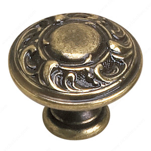 Traditional Brass Knob - 2440, Finish Burnished Brass, Diameter - Overall Dimensions 35 mm