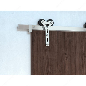 The Gemini Kit - With 3 m rail, Single sliding door hardware kit in brushed steel finish., The Gemini Kit - With 3 m rail, Single sliding door hardware kit in brushed steel finish.,