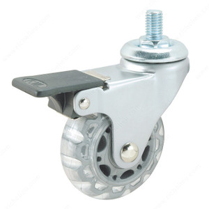 Contemporary Clear White/Gray Stem Furniture Caster - Threaded Stem,Load Capacity Per Caster Max. 40 kg, Wheel Diameter 64 mm, Total Height 86 mm