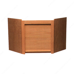 Corner Garage, Material Oak, Type Wood Corner Tambour Unit with High-Quality Solid Wood Door, Finish Oak Corner Garage, Material Oak, Type Wood Corner Tambour Unit with High-Quality Solid Wood Door, Finish Oak