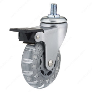 Contemporary Clear White/Gray Stem Furniture Caster - Threaded Stem,Load Capacity Per Caster Max. 45 kg, Wheel Diameter 75 mm, Total Height 98 mm