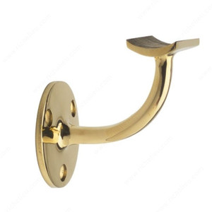 Standard Handrail Bracket, Handrail Size 2 in, Material Solid Brass, Finish Brass