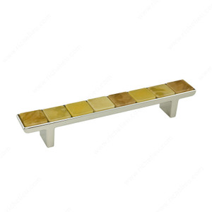 Contemporary Metal Pull - 3023, Precious stone, Center to Center 160 mm, Finish Polished Nickel / Amber, Material Metal / Amber