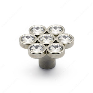 Contemporary Glass & Swarovski Crystal Knob - 3077, Finish Clear / Chrome Contemporary Glass & Swarovski Crystal Knob - 3077, Finish Clear / Chrome