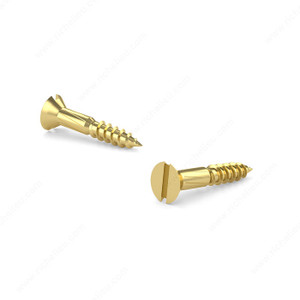 Decorative Wood Screw, Flat Head, Slotted Drive, Regular Thread, Regular Wood Point, Colored Screws, Screw Size 6, Length 20 mm, Finish Brass Plated, Head Size no. 6 PRO-PACK 5 Decorative Wood Screw, Flat Head, Slotted Drive, Regular Thread, Regular Wood Point, Colored Screws, Screw Size 6, Length 20 mm, Finish Brass Plated, Head Size no. 6 PRO-PACK 5