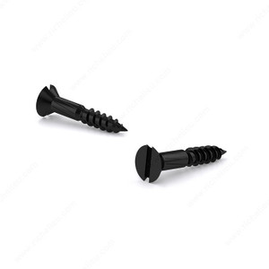 Decorative Wood Screw, Flat Head, Slotted Drive, Regular Thread, Regular Wood Point, Colored Screws, Screw Size 6, Length 20 mm, Finish Black, Head Size no. 6 PRO-PACK 2 Decorative Wood Screw, Flat Head, Slotted Drive, Regular Thread, Regular Wood Point, Colored Screws, Screw Size 6, Length 20 mm, Finish Black, Head Size no. 6 PRO-PACK 2