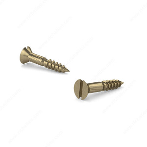 Decorative Wood Screw, Flat Head, Slotted Drive, Regular Thread, Regular Wood Point, Colored Screws, Screw Size 4, Length 16 mm, Finish Burnished Brass, Head Size no. 4 PRO-PACK 5 Decorative Wood Screw, Flat Head, Slotted Drive, Regular Thread, Regular Wood Point, Colored Screws, Screw Size 4, Length 16 mm, Finish Burnished Brass, Head Size no. 4 PRO-PACK 5
