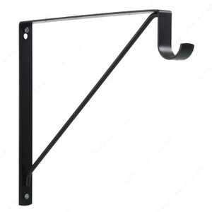 Round Rod and Shelf Bracket - 3.33 cm (1-5/16), Finish Matte Black