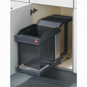 Sliding Waste Bin - 20 l with door follower mechanism, Finish Cream Sliding Waste Bin - 20 l with door follower mechanism, Finish Cream