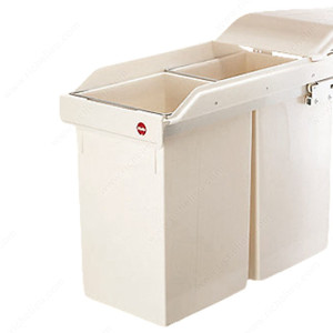 Plastic Sliding Wastebin - 2 x 15 l, Finish Cream Plastic Sliding Wastebin - 2 x 15 l, Finish Cream
