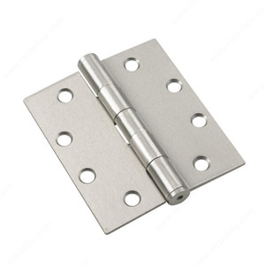 11.43 cm (4-1/2) Full Mortise Butt Hinges, Plain Bearing, Width - Overall Dimensions 4 in, Color/Finish Brushed Nickel, Recommended Usage Light Use, Our Divisions Onward 11.43 cm (4-1/2) Full Mortise Butt Hinges, Plain Bearing, Width - Overall Dimensions 4 in, Color/Finish Brushed Nickel, Recommended Usage Light Use, Our Divisions Onward