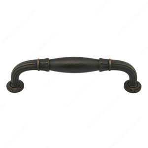 Traditional Cast Iron Pull - 3889, Center to Center 8 in, Finish Florentine Bronze, Projection - Overall Dimensions 43 mm