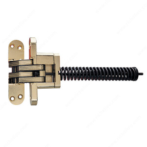 Concealed Steel Hinge, The hinge is invisible when closed., Minimum Door Thickness 1 3/4 in, Finish Satin Nickel, Wood Screw Sizes #10 x 1-1/2" (4.8 mm x 38 mm), Dimension A (mm) 1 41/64 in Concealed Steel Hinge, The hinge is invisible when closed., Minimum Door Thickness 1 3/4 in, Finish Satin Nickel, Wood Screw Sizes #10 x 1-1/2" (4.8 mm x 38 mm), Dimension A (mm) 1 41/64 in