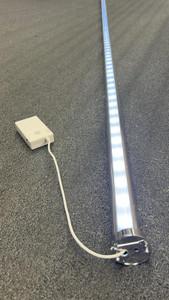 "Perfecta" LED Lighted Closet Rod, Complete set of Aluminum Chrome Plated Rod Length 48in, Battery Operated with Flanges and Light