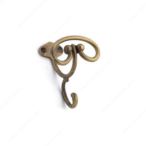Classic Brass Hook - 4316, Finish Oxidized Brass Classic Brass Hook - 4316, Finish Oxidized Brass
