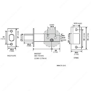 Deadbolt Mechanism, 2.75 - 4400, Finish Brushed Antique Nickel