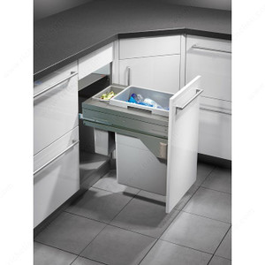 E-Cargo Recycling Center with Soft-Close Mechanism, Total Capacity 45 l, Width 362 to 368 mm, Bin Quantity 2, Bin Capacity 1 x 38 liters + 1 x 7 liters