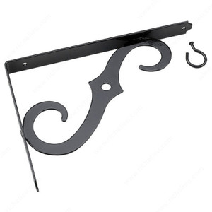 Ornamental Bracket, For outdoor and indoor use, Finish Black, Height - Overall Dimensions 7 in, Projection - Overall Dimension 10 in