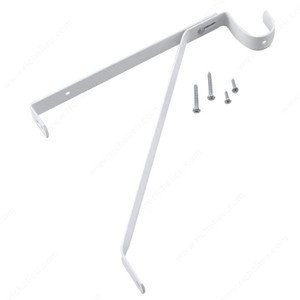 Shelf and Rod Support - White, Rod Diameter 1 5/8 in, Material Metal, Height - Overall Dimensions 10 in, Depth 12 to 14 in