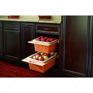 Pull-Out Woven Basket, Width 15 1/4 to 17 1/2 in, Depth 21 1/4 in, Height 7 3/8 in, Width 15 1/4 in