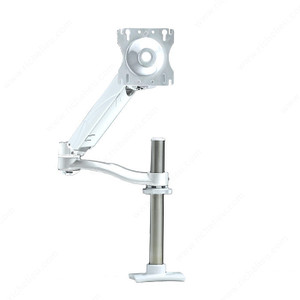 Single Arm LCD Flat Panel Desk Mount - Triple Pivot with Height-Adjustable Segment, Finish White Single Arm LCD Flat Panel Desk Mount - Triple Pivot with Height-Adjustable Segment, Finish White