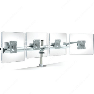 Desk Mountable Multiple LCD Monitor Arms, Number of Monitors Parabolic Quad-Screen Beam Mount, Finish Silver Desk Mountable Multiple LCD Monitor Arms, Number of Monitors Parabolic Quad-Screen Beam Mount, Finish Silver