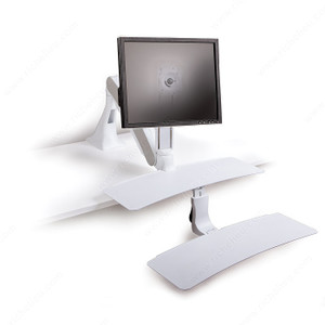 Altissimo Sit/Stand Workstations for 1 monitor, Effortlessly transition from sitting to standing in seconds, Finish White