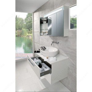 Modular Organizer for Vanity Drawers, Designed to circumvent plumbing, Finish White Modular Organizer for Vanity Drawers, Designed to circumvent plumbing, Finish White